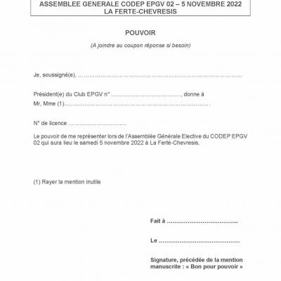Ag codep 2022 pouvoir